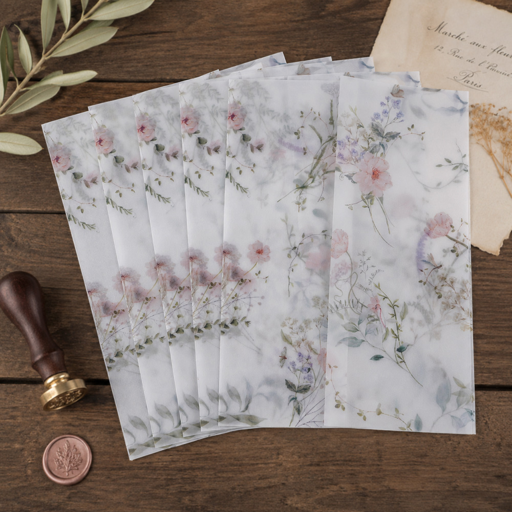 Jackets - 20/50pcs Vellum Wrap with Watercolor Wildflowers,DIY