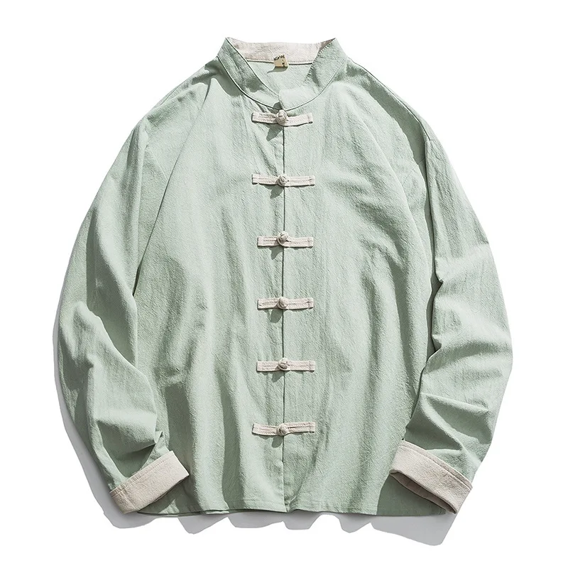 Mens Linen Shirt Long Sleeve - 2020 New Kimono Jacket Men Traditional
