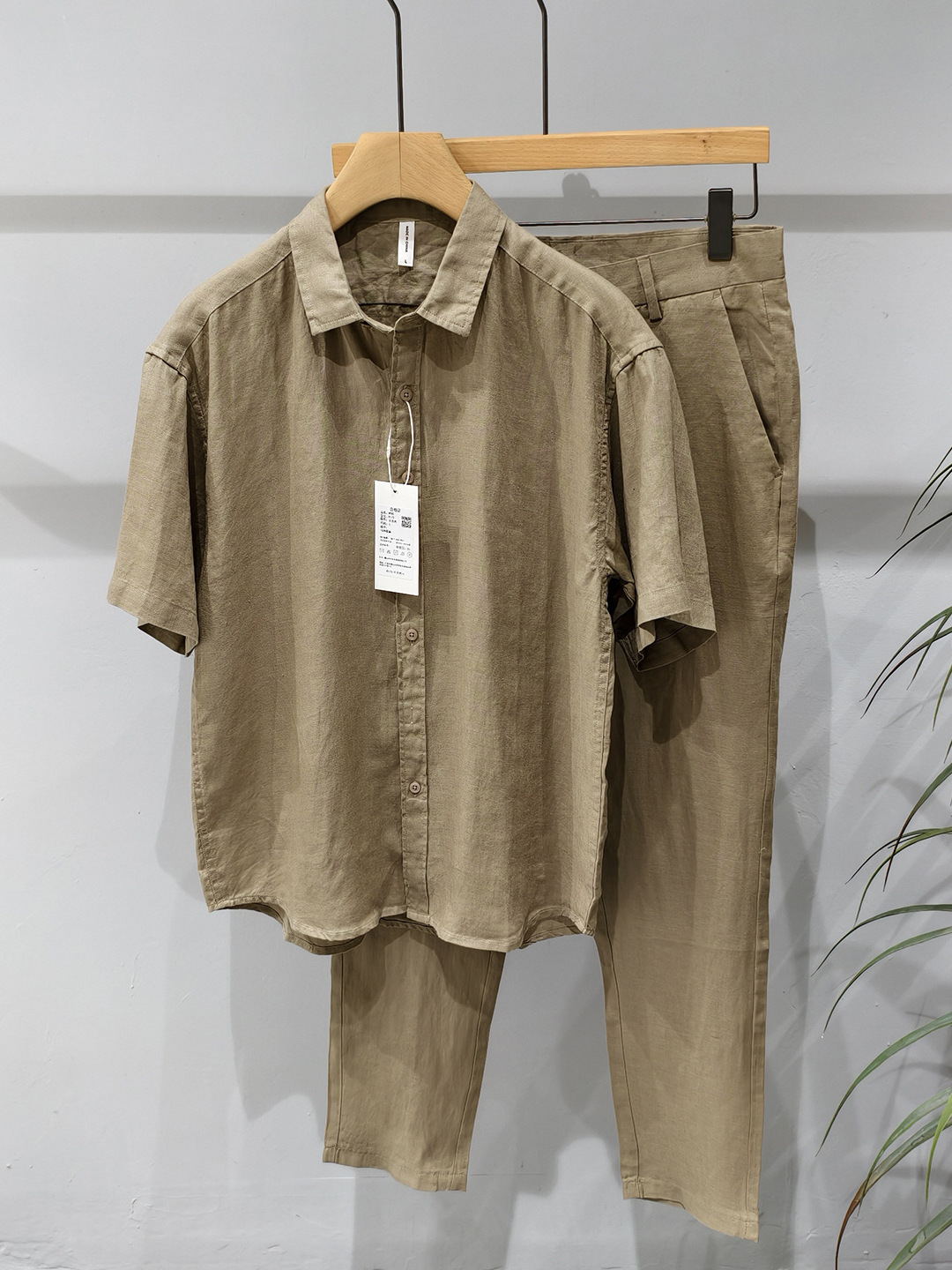Mens Linen Shirt Long Sleeve - Pure Linen Short Sleeve Casual Set