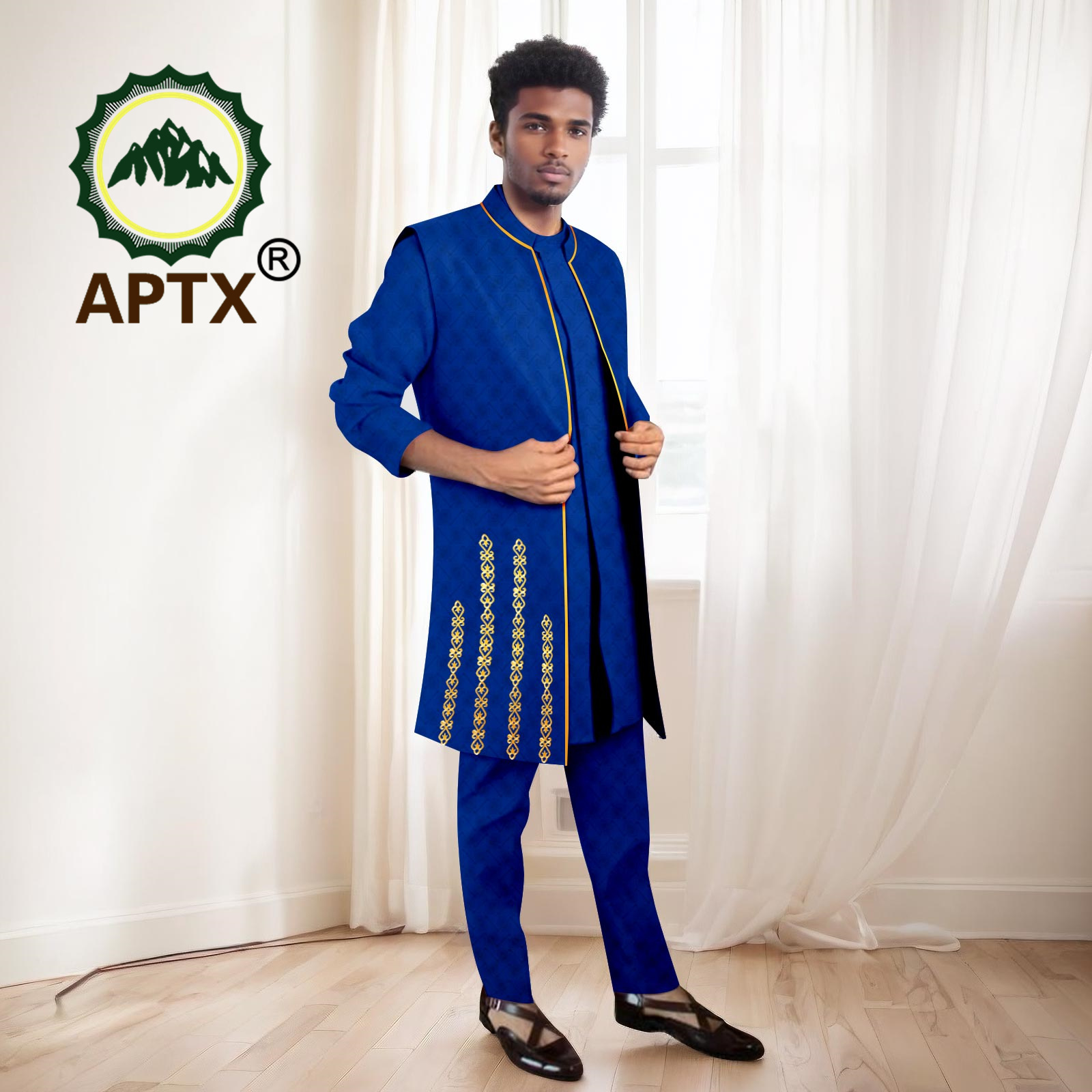 Mandarin Collar Formal Shirt Slim Fit - African Men Suits High Quality Set