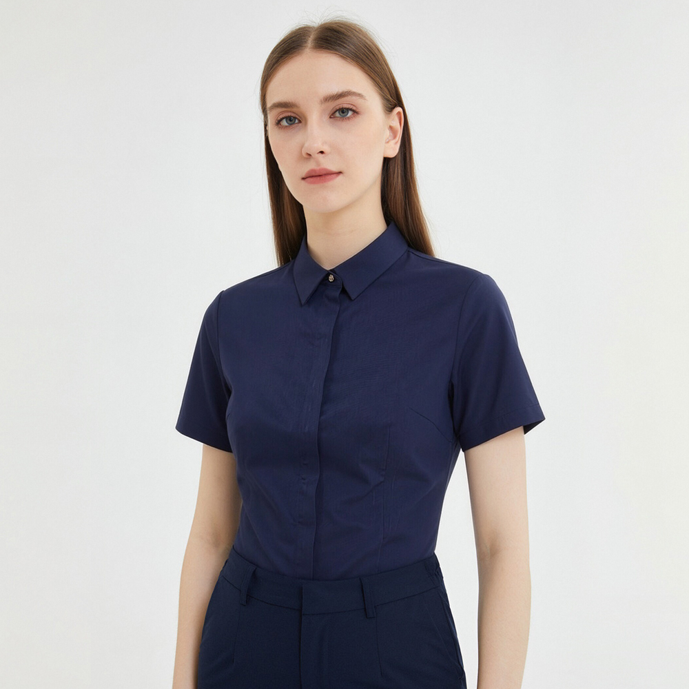 Breathable Bamboo Fiber Shirt Non Iron - Women's Short Sleeve Non-Iron Stretch Blouse