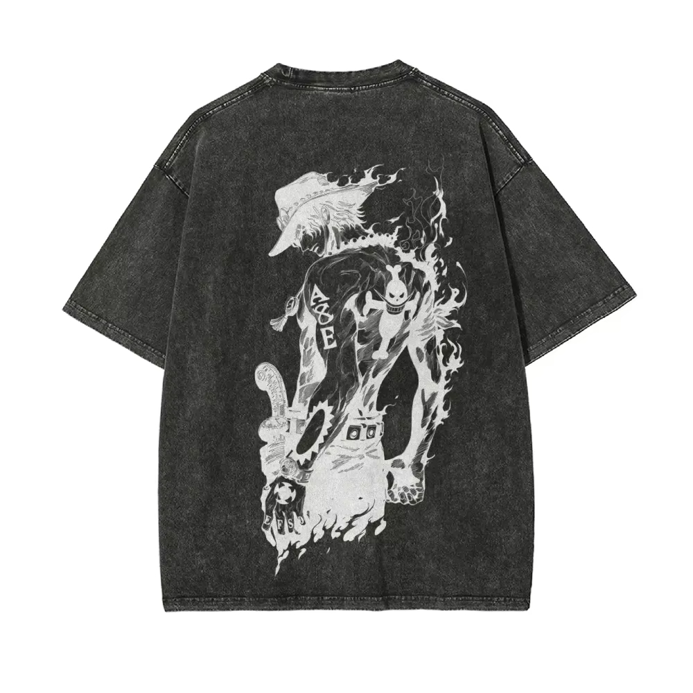 Acid Wash Vintage Graphic T Shirt - Ace T Shirt Men One Piece