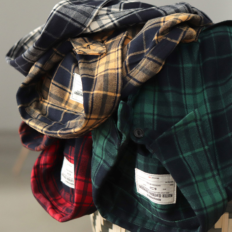 Flannel Plaid Shirt Heavy Weight - Autumn New Japanese Retro 300g Heavyweight