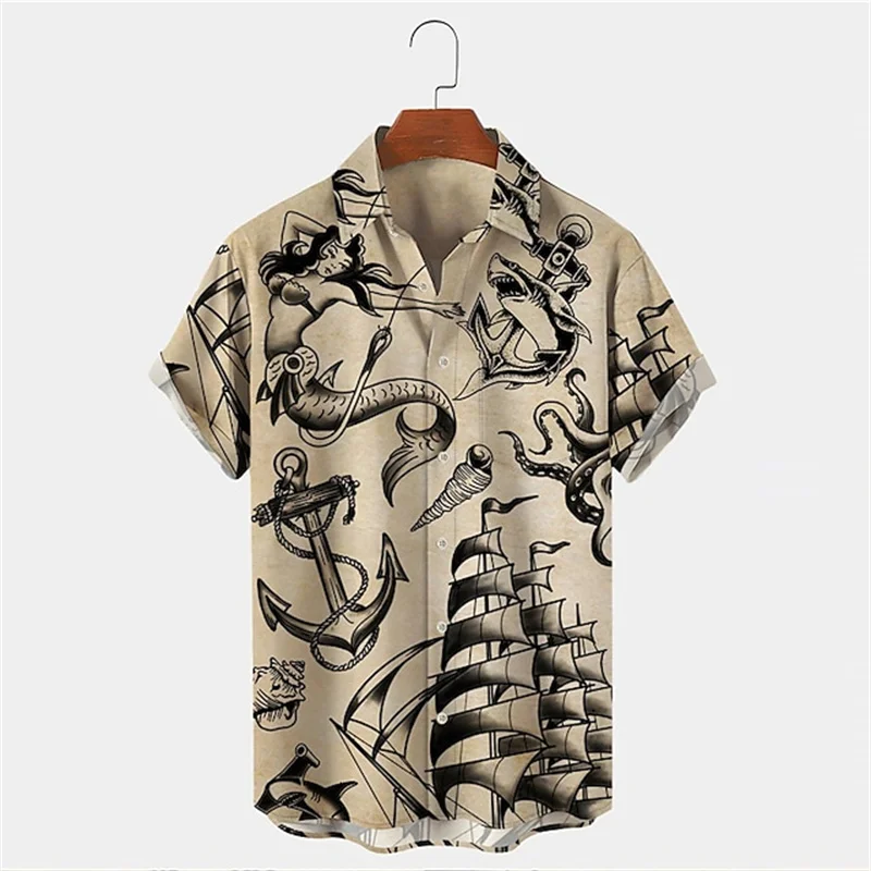 Men Summer Lapel Short Sleeve  - Vintage Hawaiian Floral Shirt review and price