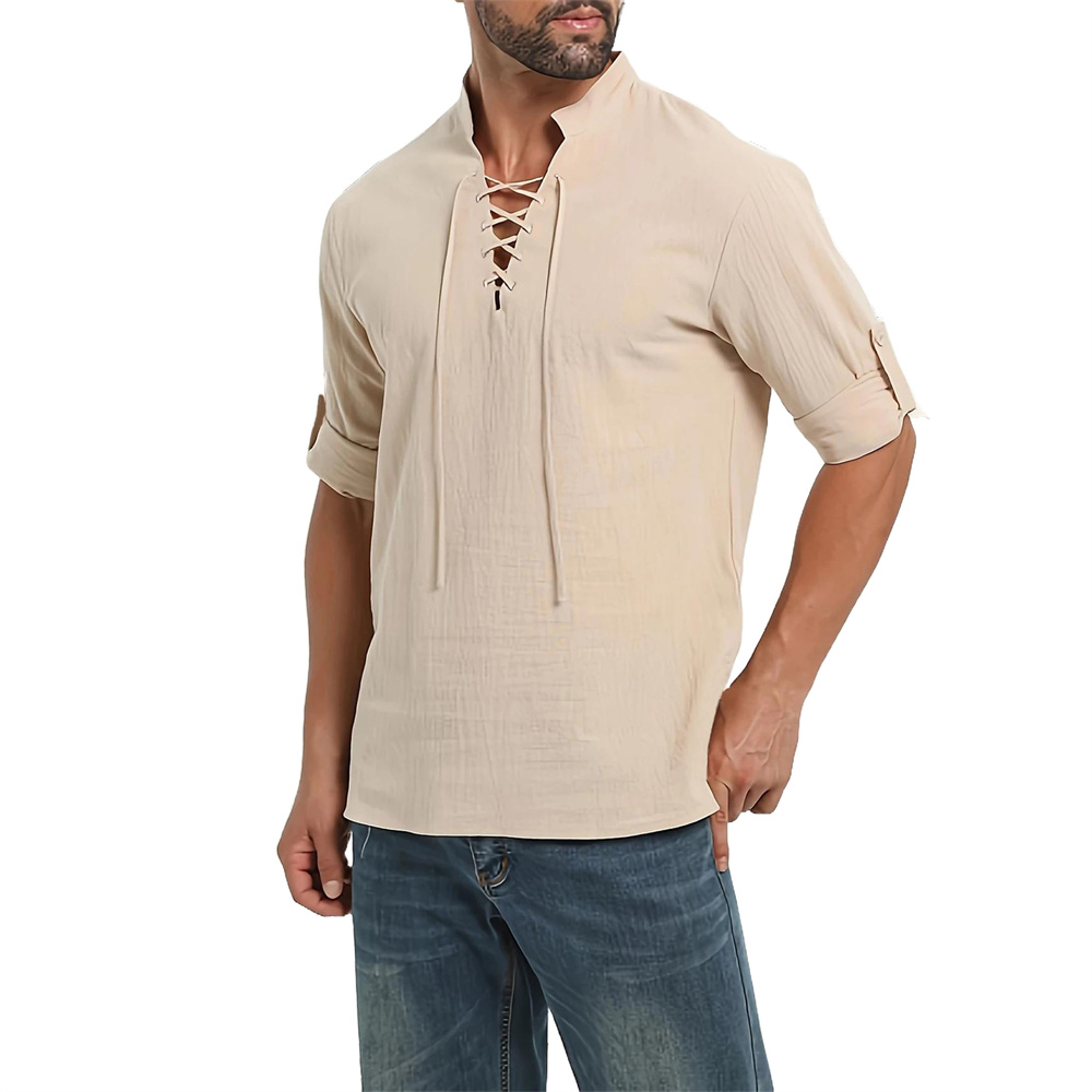 Spring Autumn Men's Pirate Shi - Medieval Gothic Lace Up Pirate Shirt review and price