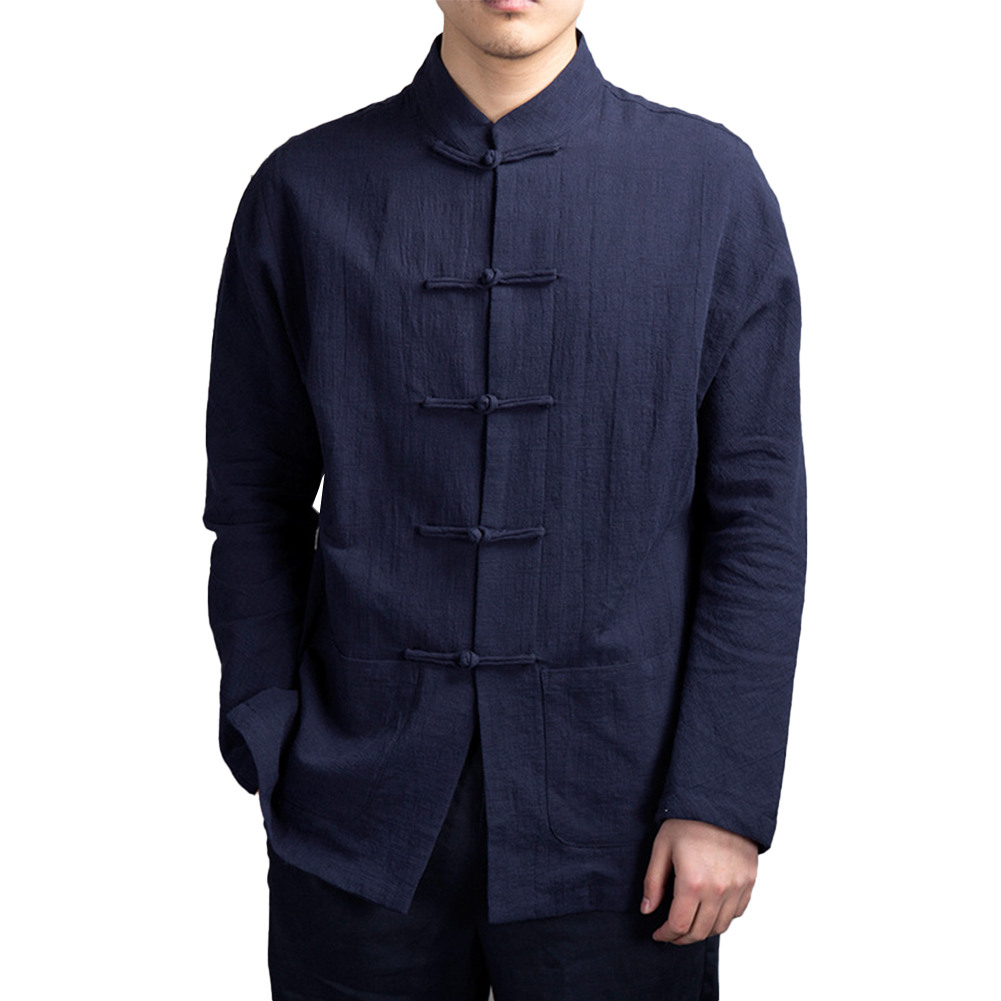 Retro Casual Men Chinese Tradi - Mens Linen Shirt Long Sleeve review and price