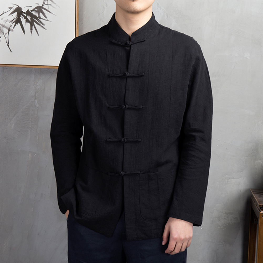 Retro Casual Men Chinese Tradi - Mens Linen Shirt Long Sleeve review and price
