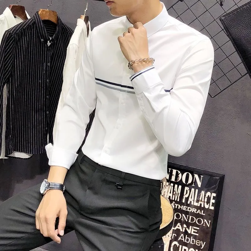 Men's Mandarin Collar Long Sle - Mandarin Collar Formal Shirt Slim Fit review and price