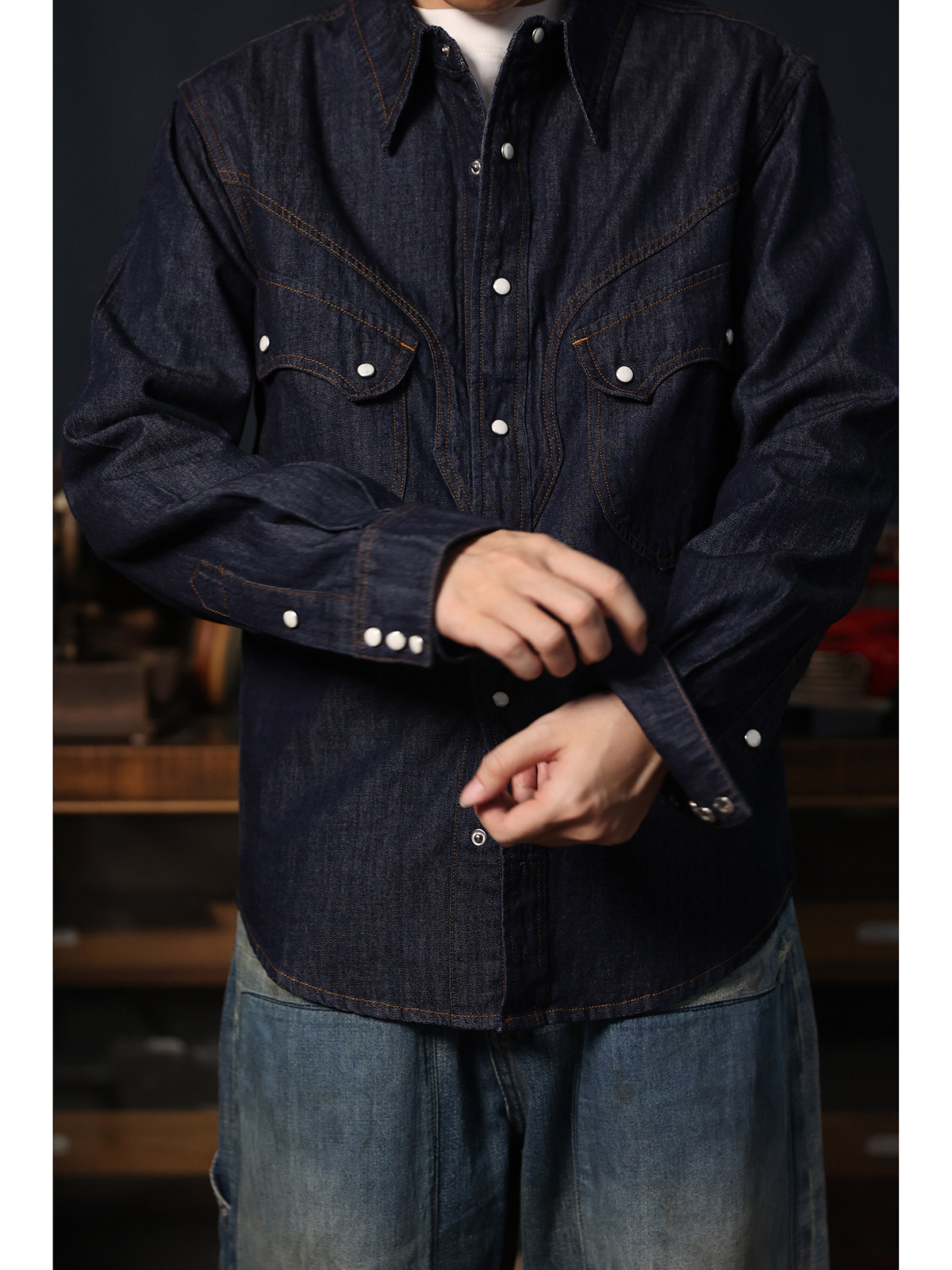 Cowboy Western Snap Shirt Simp - Mens Western Denim Pearl Snap Shirt review and price