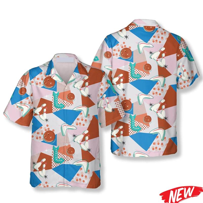 Classic Bowling Pattern Hawaii - Short Sleeve Bowling Shirt Retro review and price