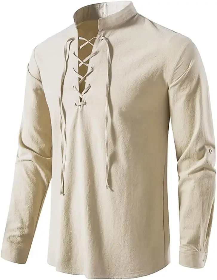 2-piece Set Men's Medieval Pir - Medieval Gothic Lace Up Pirate Shirt review and price
