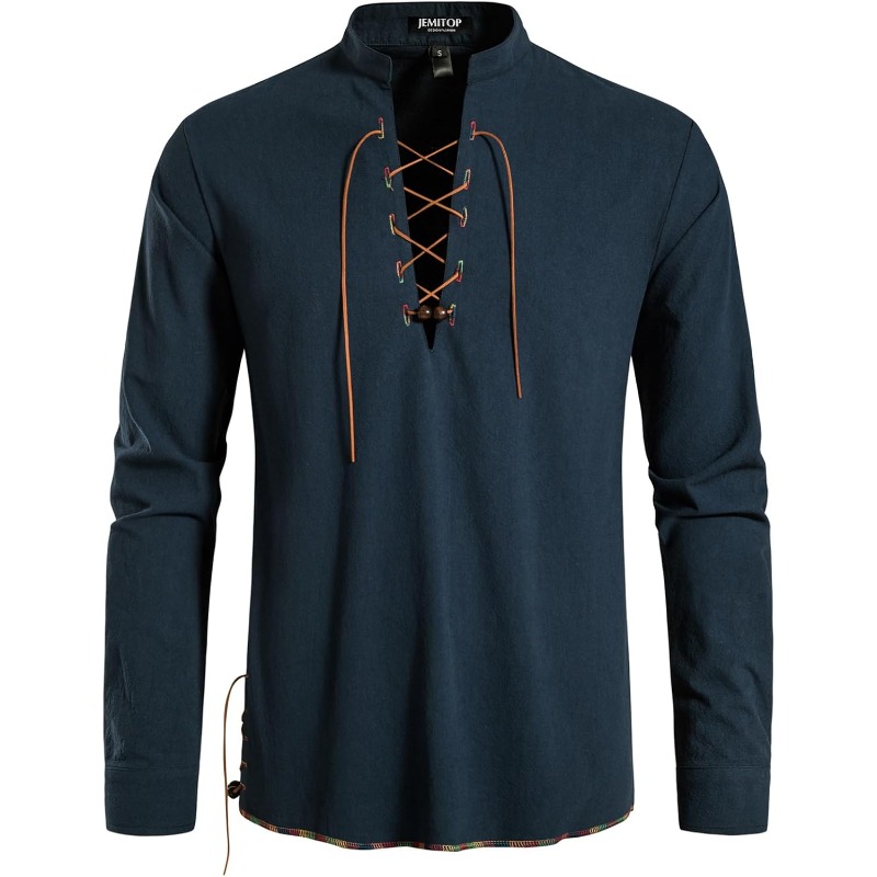 Mens Pirate Shirt Viking Retro - Medieval Gothic Lace Up Pirate Shirt review and price