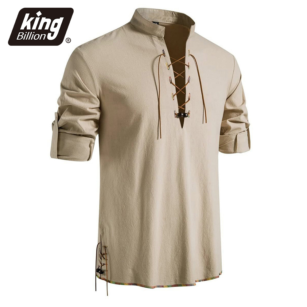 Men's Henley Neck Medieval Shi - Medieval Gothic Lace Up Pirate Shirt review and price