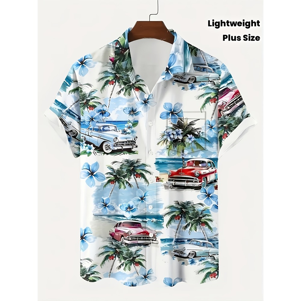 Men Vintage Classic Car Palm T - Vintage Hawaiian Floral Shirt review and price