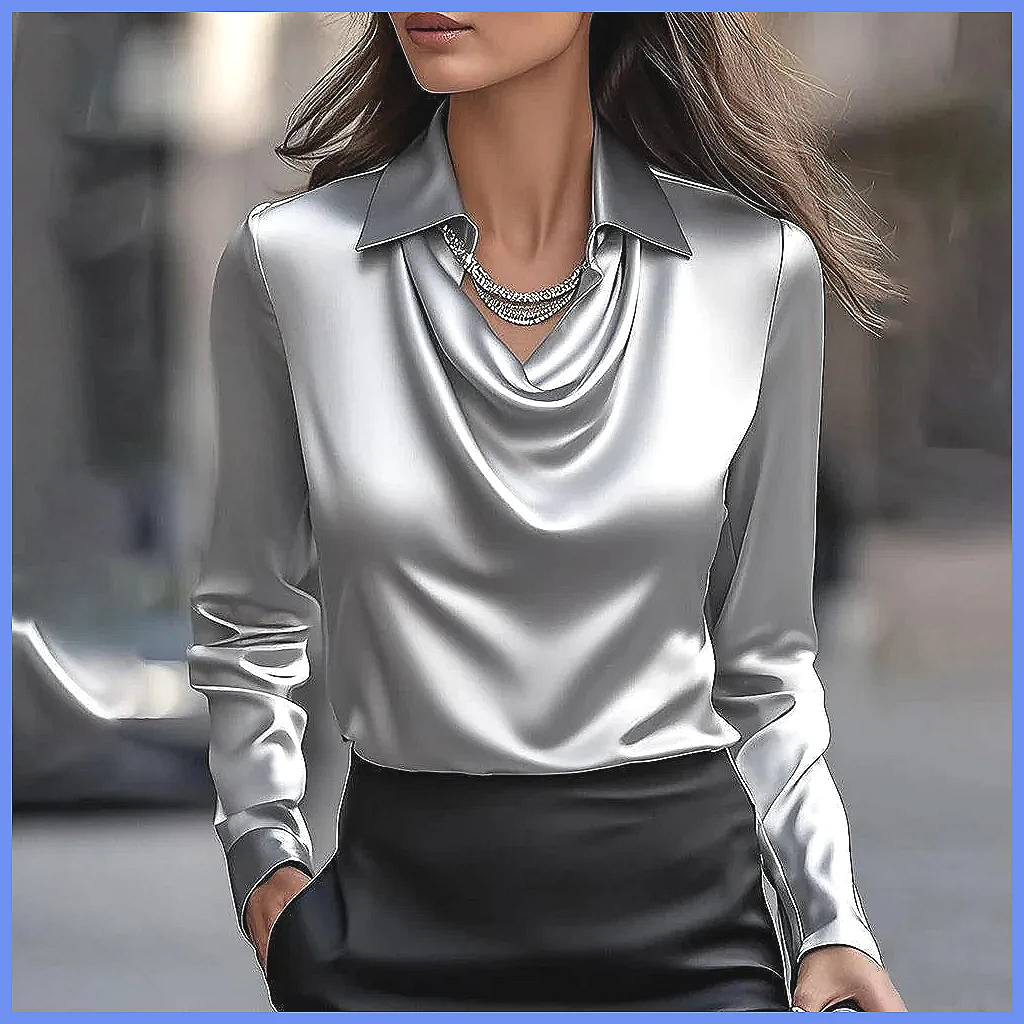Vintage Satin Blouse Women Lon - Shirts review and price