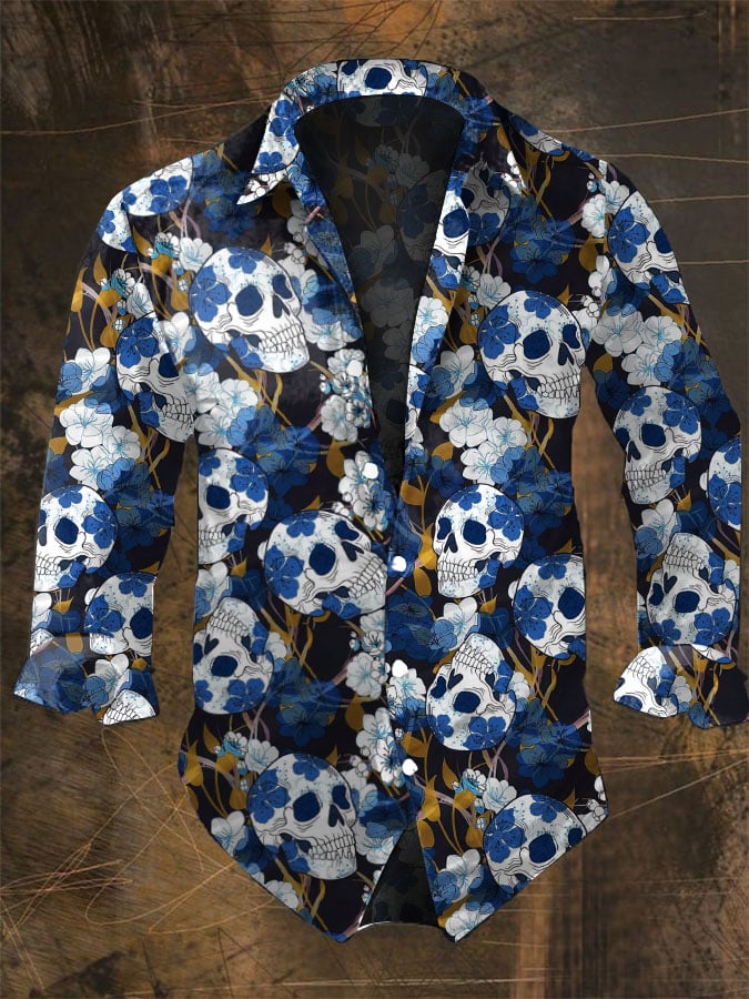 Halloween Men's Dark Skull Pri - Vintage Hawaiian Floral Shirt review and price