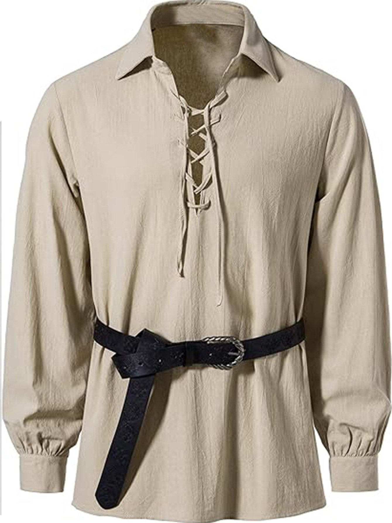 Men Renaissance Viking Pirate  - Medieval Gothic Lace Up Pirate Shirt review and price