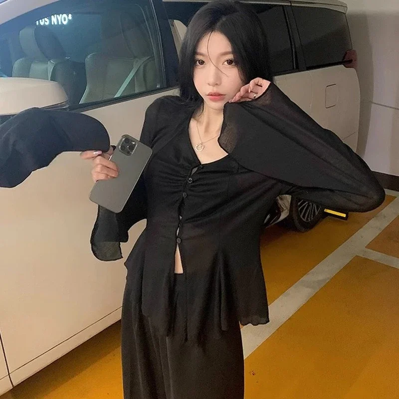 Sheer Flare Sleeve Blouse - Y2 - Shirts review and price
