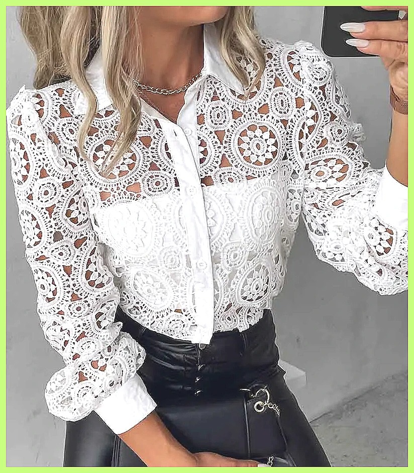 2025 Women's White Lace Shirt, - Shirts review and price