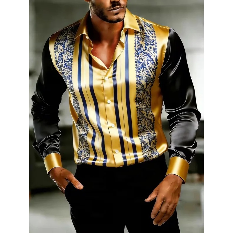 Satin Silk Long Sleeve Baroque - Mens Satin Silk Dress Shirt review and price