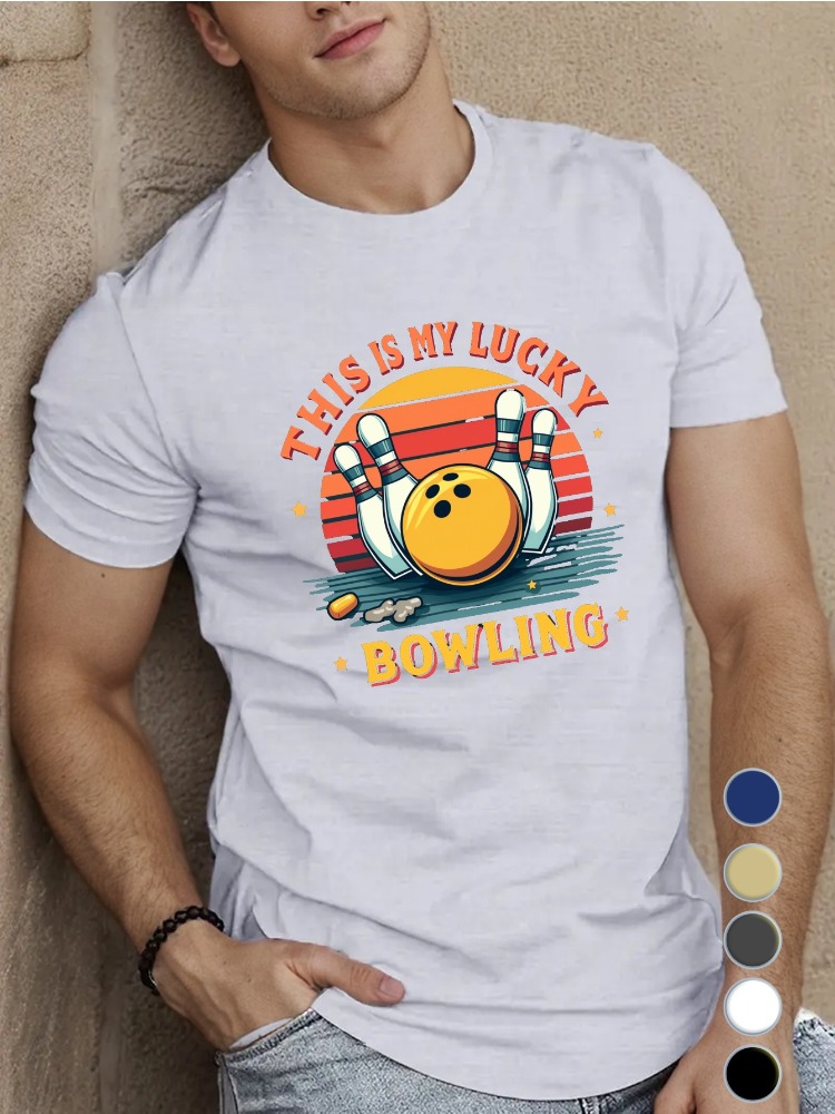 Royal Blue Mens Crew Neck Cott - Short Sleeve Bowling Shirt Retro review and price