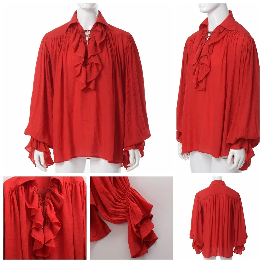 Men Pirate Shirt Vampire Princ - Medieval Gothic Lace Up Pirate Shirt review and price