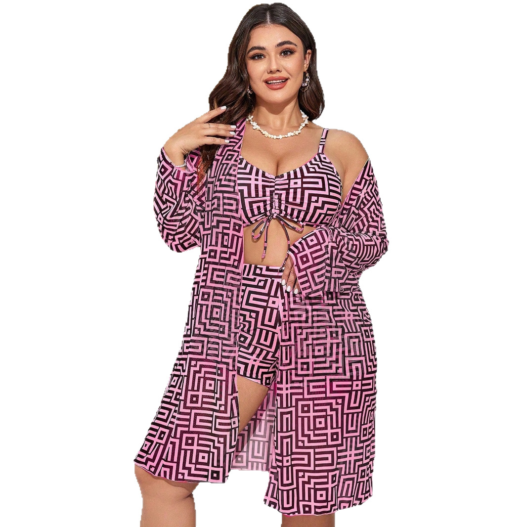 Plus Size 3‑Piece Geometric Pr - Shorts review and price
