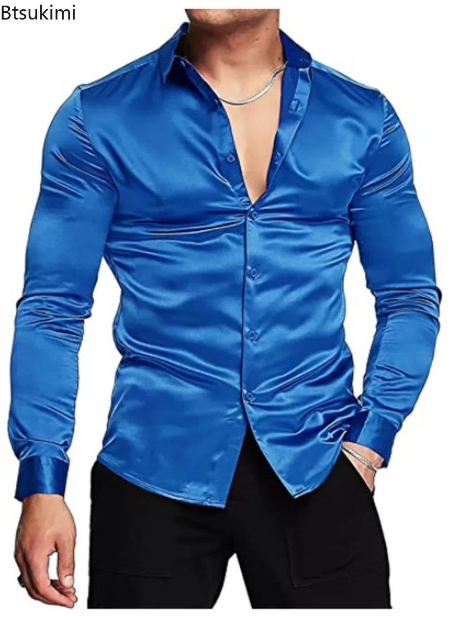 New 2026 Men's Luxurious Shiny - Mens Satin Silk Dress Shirt review and price