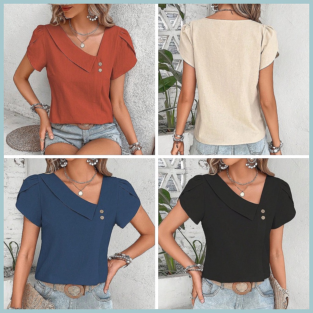 2024 Summer Vintage Solid Colo - Shirts review and price