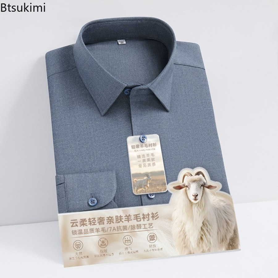 New Hight Quality Wool Modal L - Mandarin Collar Formal Shirt Slim Fit review and price