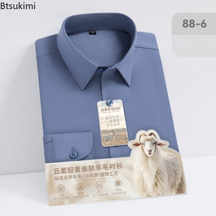 New Hight Quality Wool Modal L - Mandarin Collar Formal Shirt Slim Fit review and price