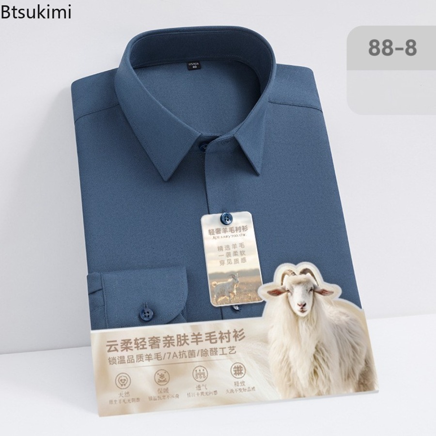 New Hight Quality Wool Modal L - Mandarin Collar Formal Shirt Slim Fit review and price